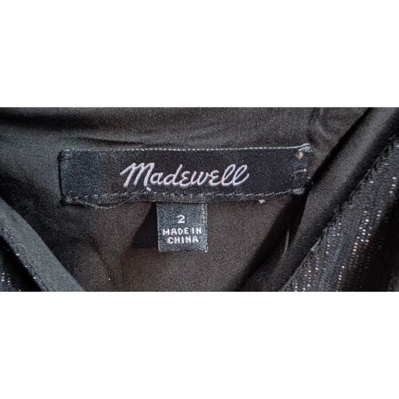 Madewell Black Shimmer Dark Fairy Whimsigoth Midi Ruffled Cami Slip Sundress 2 - Picture 8 of 10